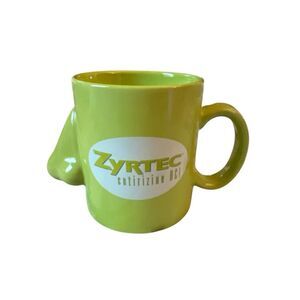 NEW Zyrtec D 12 Hour Pharma Drug Rep Coffee Green Mug Cup With 3D Nose allergies